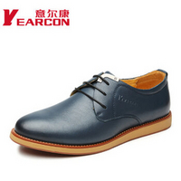 意尔康男鞋（YEARCON)牛皮系带舒适商务休闲男单鞋