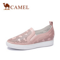 骆驼（CAMEL)女鞋 时尚休闲 牛皮圆头镂空单鞋 2016新款单鞋 粉色
