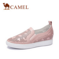 骆驼（CAMEL)女鞋 时尚休闲 牛皮圆头镂空单鞋 2016新款单鞋 粉色 38