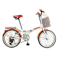 永久自行车 铝合金折叠车/20寸7速/建大轮胎/禧玛诺后拨/轴承中轴男女式单车 雅途 橙色 高配 20寸